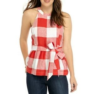 Sleeveless Tie waist button back top